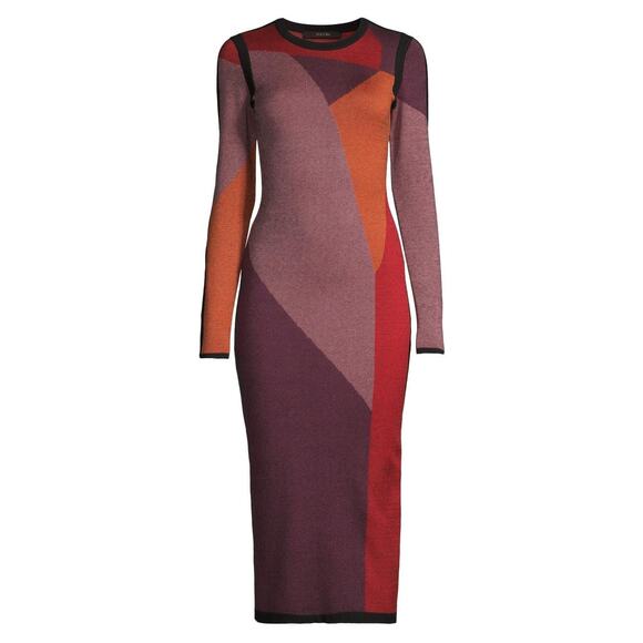 TOCCIN Women's Nora Colorblocked Midi Dress Abstract Multi Bodycon Size XL - Picture 2 of 11